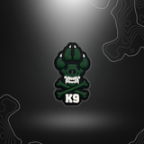 Patch K9 vert en PVC représentant un squelette de chien