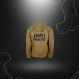 Authentique sweat de l'armée française avec capuche et fermeture à glissière avant, réservé aux personnels de la défense