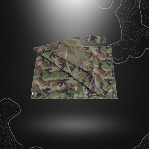 Balise alt: Bâche de terrain Camo CE Ripstop 3x2m de Cityguard, 100% polyester imperméable avec 12 œillets d'attache renforcés.