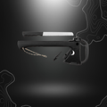 Hache de survie MFH avec manche noir en nylon, lame noircie en inox, couteau intégré et étui, parfaite pour couper des branches et d'autres activités de plein air.