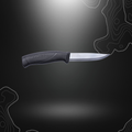 Poignard Mora Companion noir avec lame fixe en inox, manche ergonomique noir en gomme, idéal pour la chasse, le bushcraft et les activités de plein air.