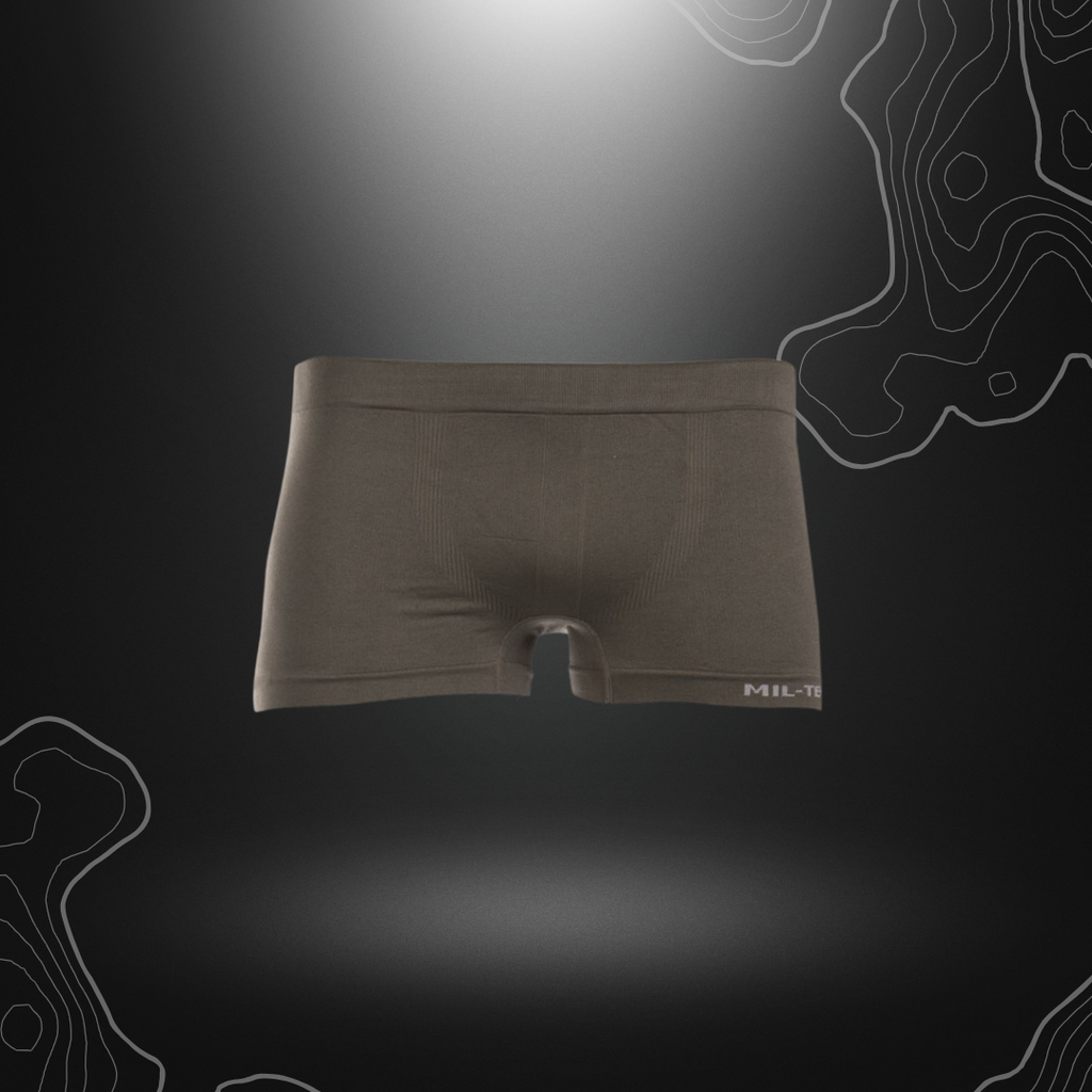 Boxer sport vert olive Mil-Tec en nylon élasthanne, confortable, moulant et facile à entretenir