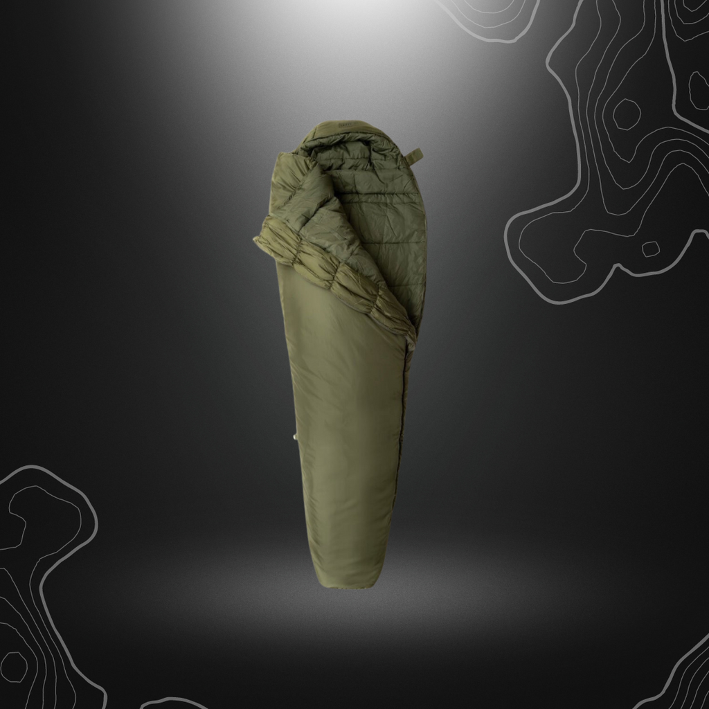 Sac de couchage Softie Elite 5 en vert olive de Snugpak, idéal pour les basses températures, avec panneau d'expansion pour un volume interne ajustable et clips pour réduire la long