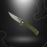 BlackFox Sneaky pliant EDC avec manche G10 vert et lame en acier D2 bead-blasted