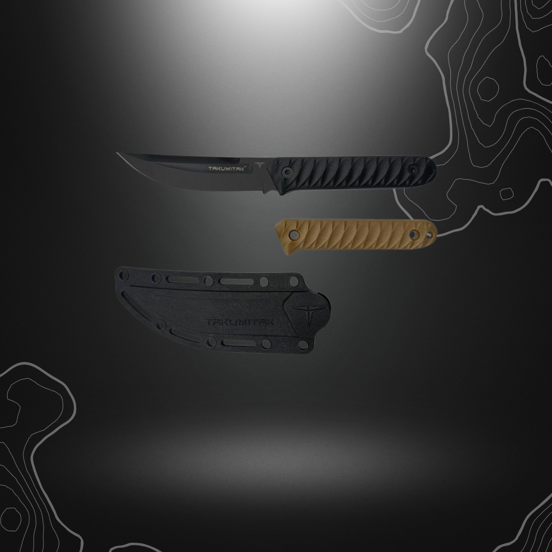 Poignard Ninja Takumitak avec lame Trailing Point en acier 3Cr13 et manche en FRN noir