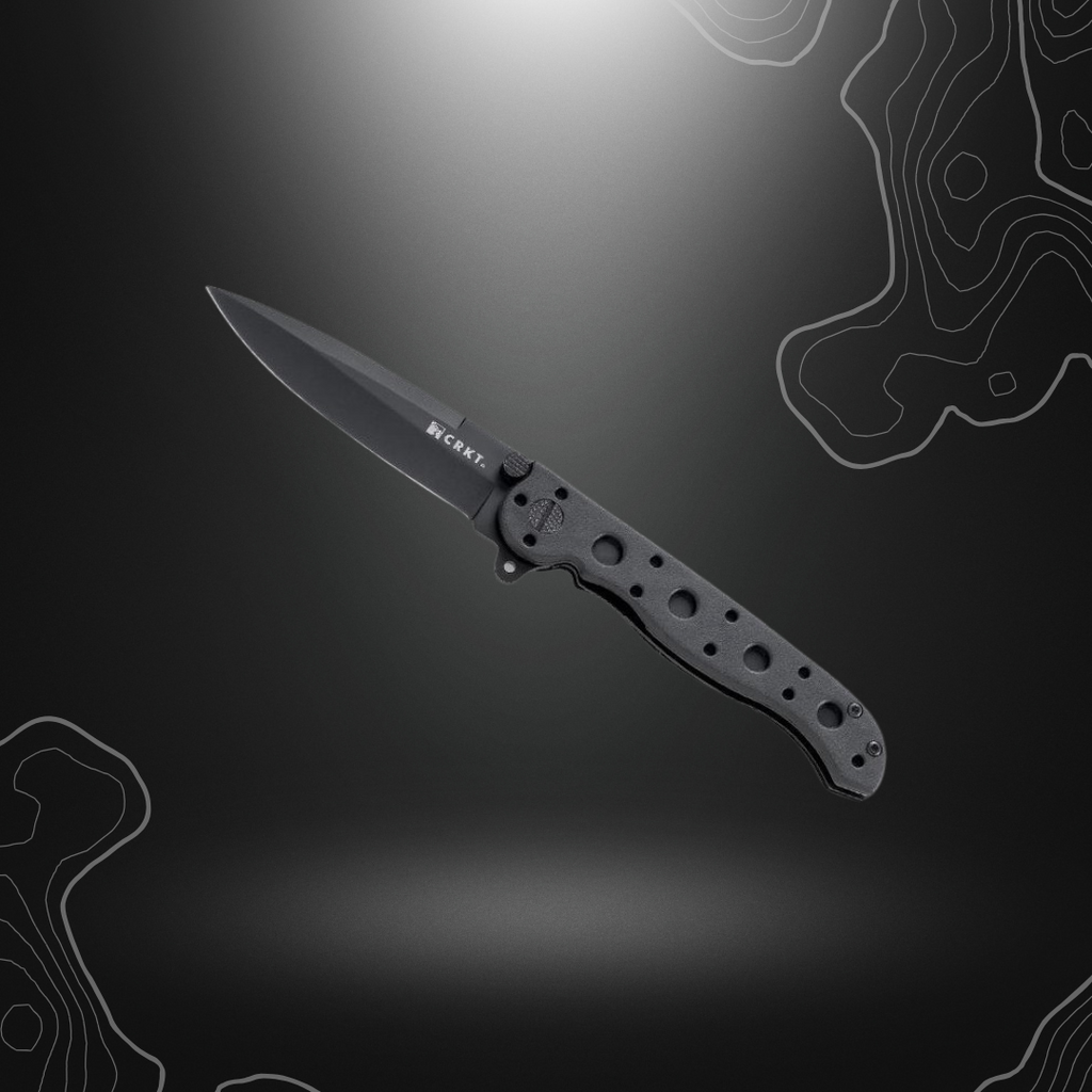 Couteau pliant M16-01KZ noir de la marque CRKT avec lame en acier résistante à la corrosion et manche en nylon et fibre de verre