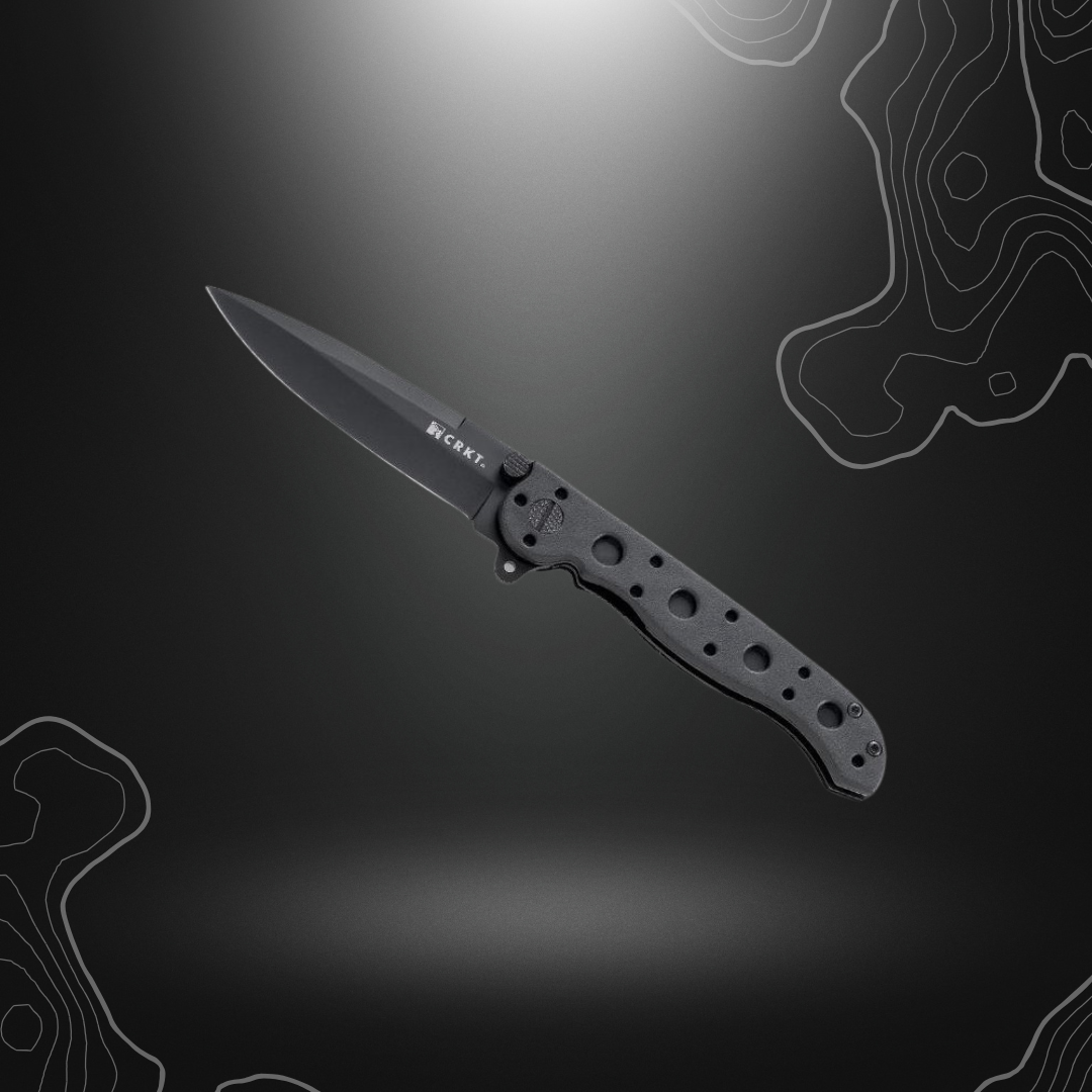 Couteau pliant M16-01KZ noir de la marque CRKT avec lame en acier résistante à la corrosion et manche en nylon et fibre de verre