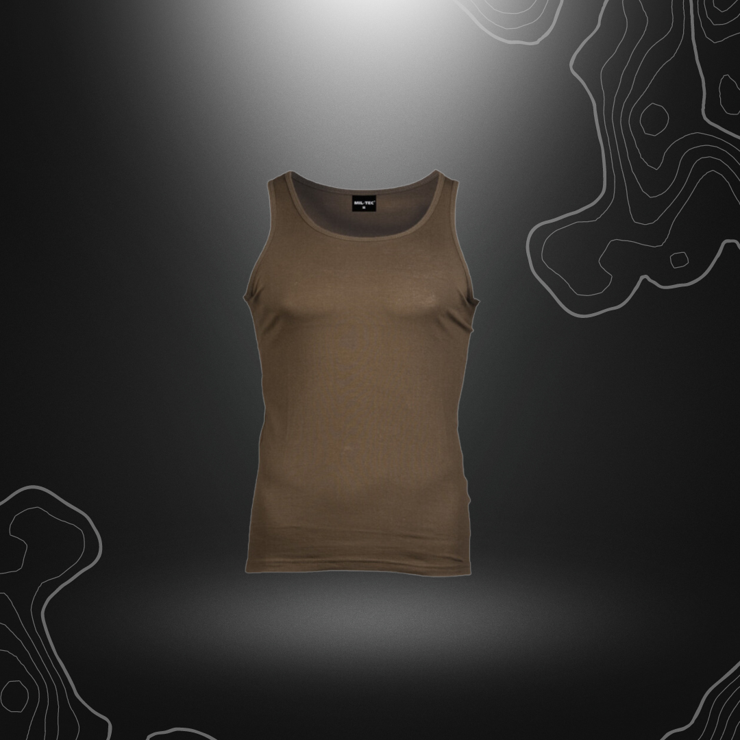 Tank Top Mil-Tec en coton vert olive, idéal pour l'été, à porter seul ou en sous-vêtement