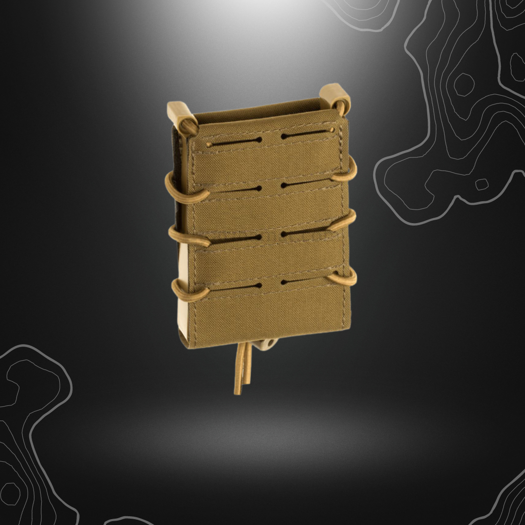 Porte-chargeur simple pour fusil 5.56 Coyote de Templar's Gear, léger et fabriqué en Cordura laminé de qualité supérieure pour un maintien ferme et stable du chargeur.