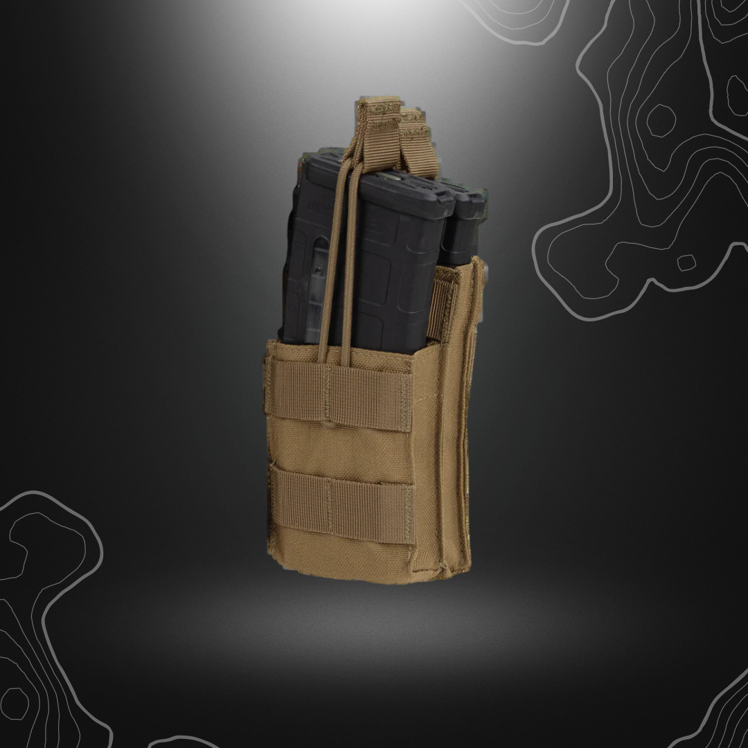 Porte-chargeurs double fusil MA42-498 Tan de Condor Outdoor avec conception ouverte et bandes élastiques pour la sécurité des chargeurs AR/M4, compatible MOLLE