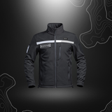 Veste Softshell Sécu-One HV-Tape pour sécurité privée noire de A10 Equipment, avec technologie Heat Protect et Hard-Shell pour une isolation thermique optimale