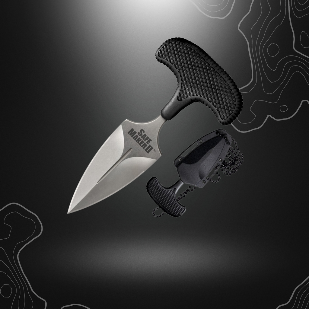 Couteau push dagger Cold Steel Safe Maker II en acier inoxydable japonais AUS-8 avec finition délavée, manche texturé Kray-Ex et gaine Secure-Ex pour port quotidien sécur
