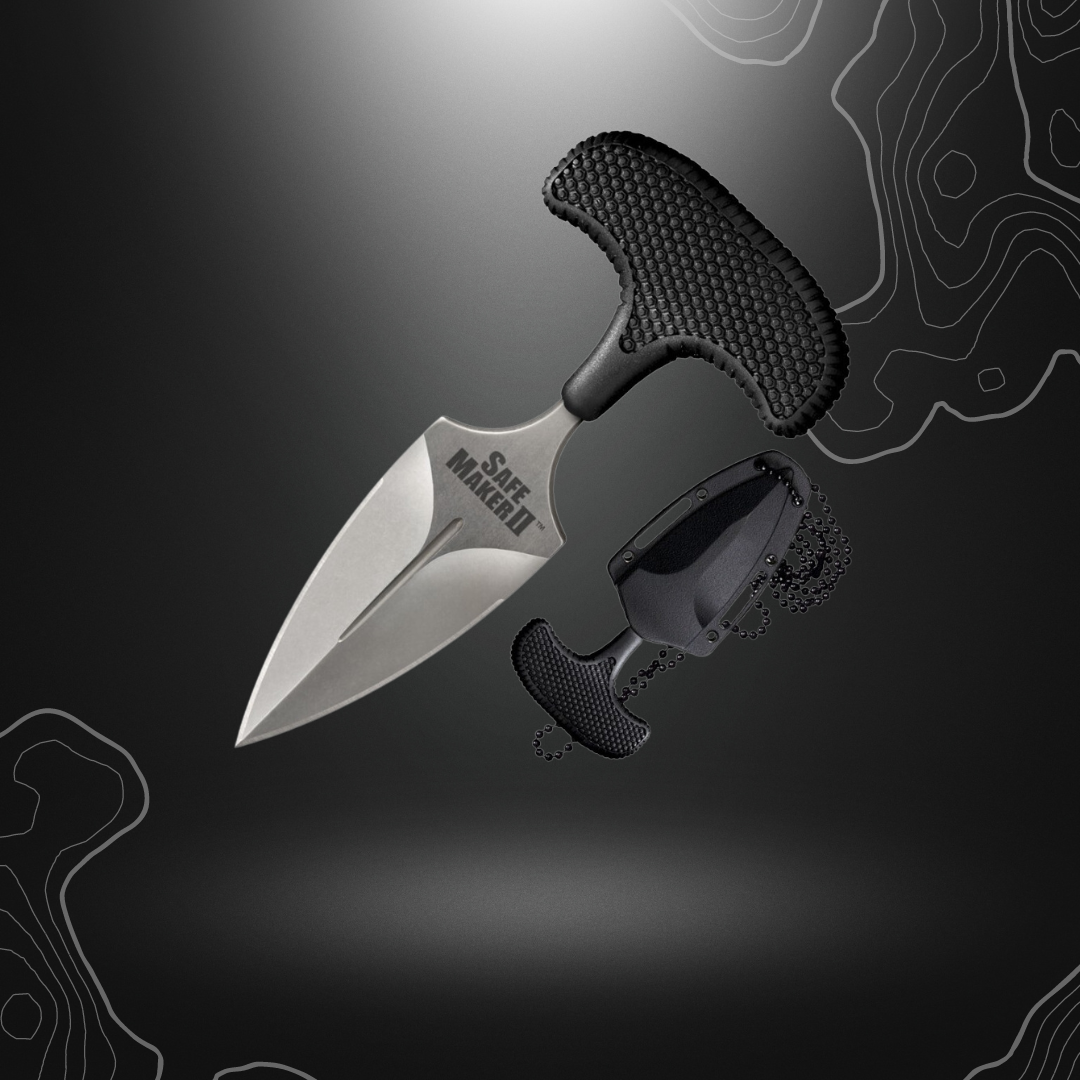 Couteau push dagger Cold Steel Safe Maker II en acier inoxydable japonais AUS-8 avec finition délavée, manche texturé Kray-Ex et gaine Secure-Ex pour port quotidien sécur