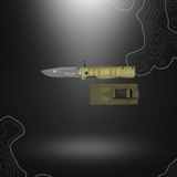 K25 couteau baïonnette pliant vert avec lame en acier revêtu titane de 9.3 cm et manche en aluminium
