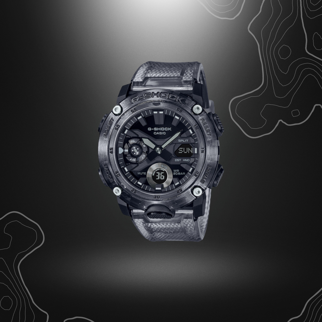 Montre G-Shock GA-2000SKE-8AER noire de Casio avec boîtier en carbone et pièces en résine translucide