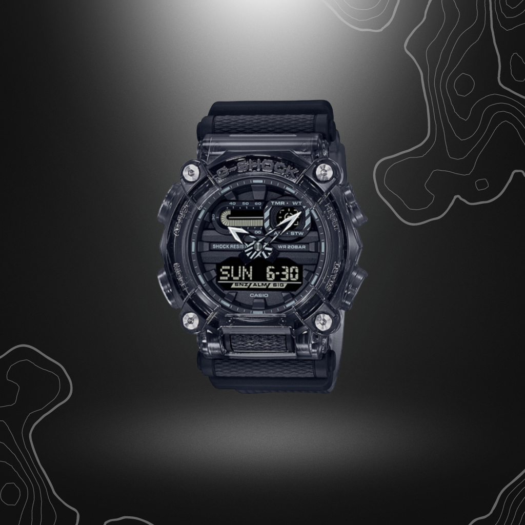 Montre G-Shock GA-900SKE-8AER noire de Casio, modèle ultra-résistant et stylé pour environnements difficiles et mode urbaine, avec lunette à 10 facettes et é