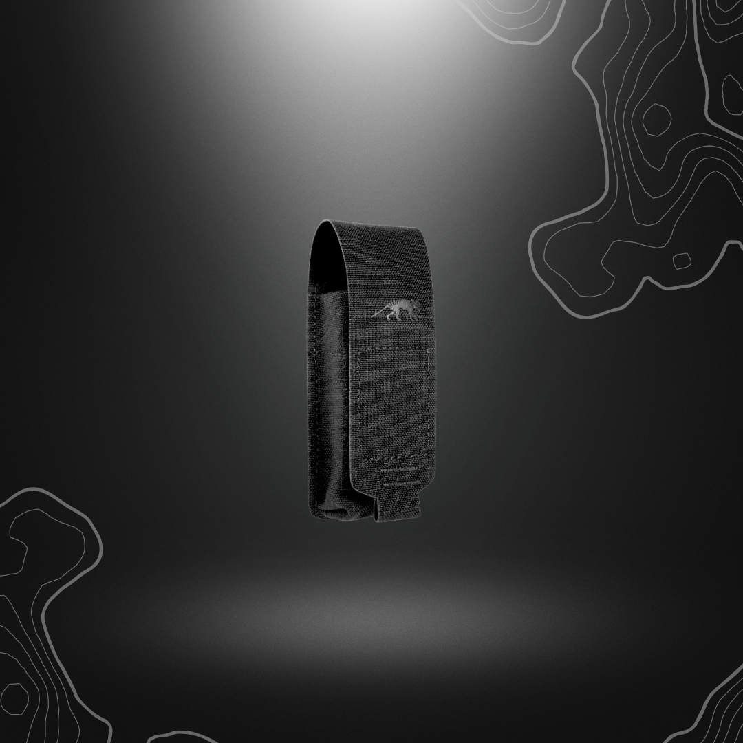 Porte-chargeur noir Tasmanian Tiger TT SGL Pistol Mag Pouch MKII pour chargeur simple ou double colonne, avec système d'attache MOLLE et construction renforcée