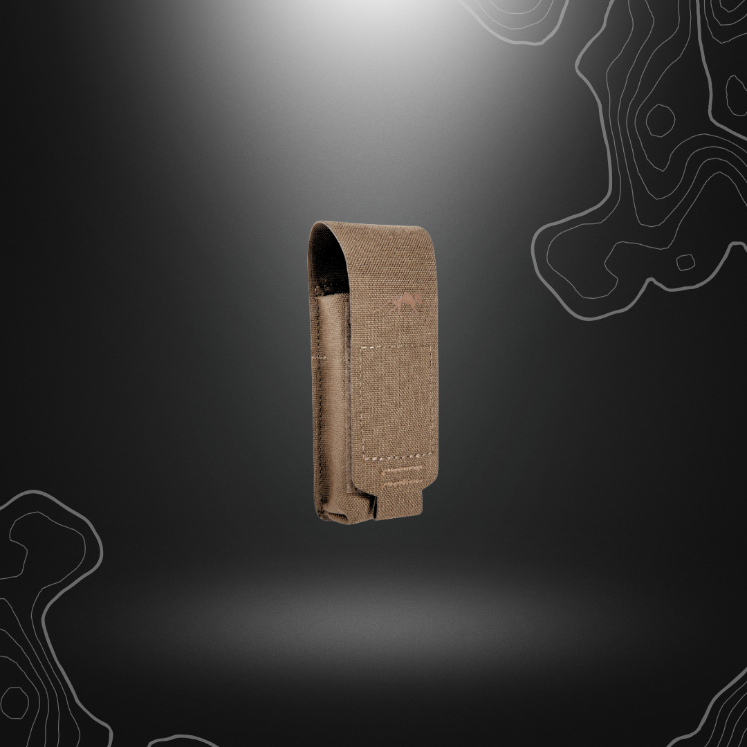 Poche de chargeur unique TASMANIAN TIGER pour pistolets, HK, Glock, Sig, Beretta M9 en Cordura, couleur Coyote avec système d'attache MOLLE