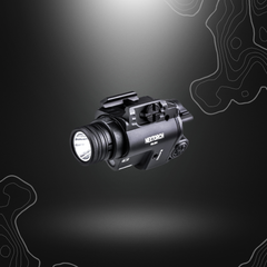 Lampe tactique Nextorch WL23 avec pointeur laser rouge pour arme de poing, éclairage blanc de 1300 lumens, alimentée par piles ou batteries rechargeables, résistante et étanche