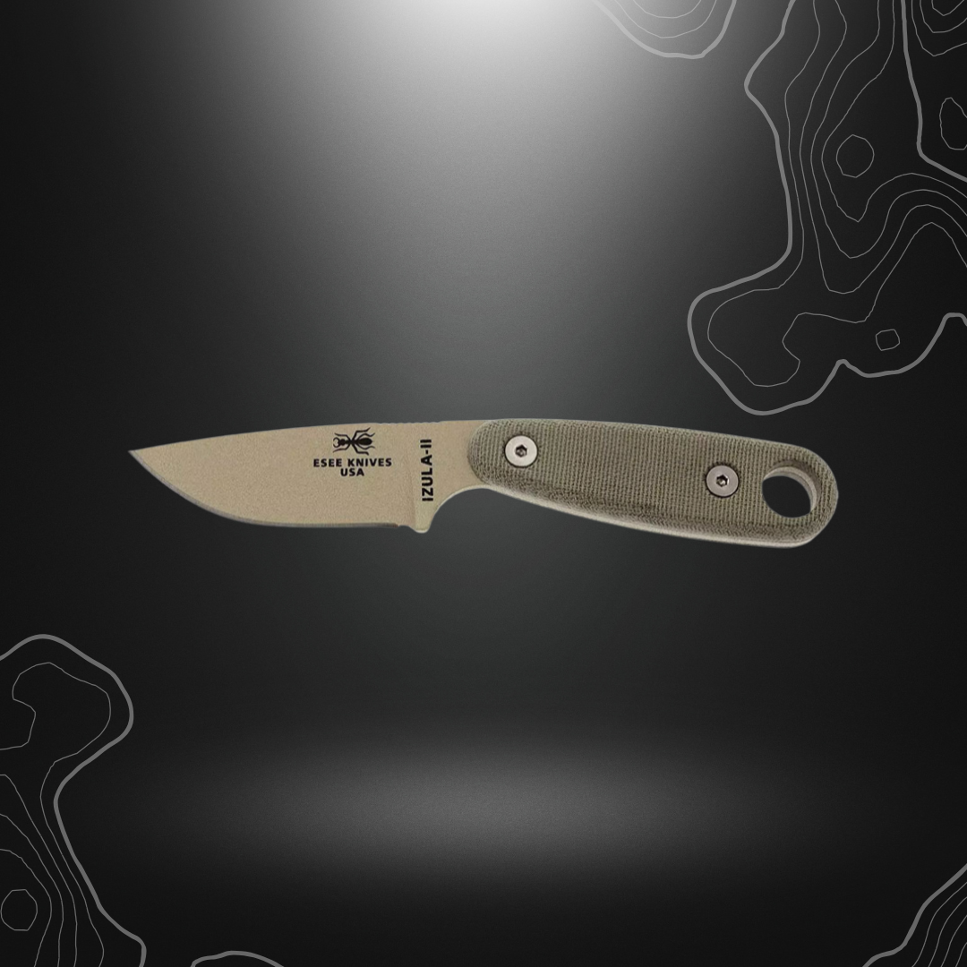 COUTEAU DE SURVIE AVEC ETUI NOIR + CLIP CEINTURE IZULA II DESERT TAN ESEE