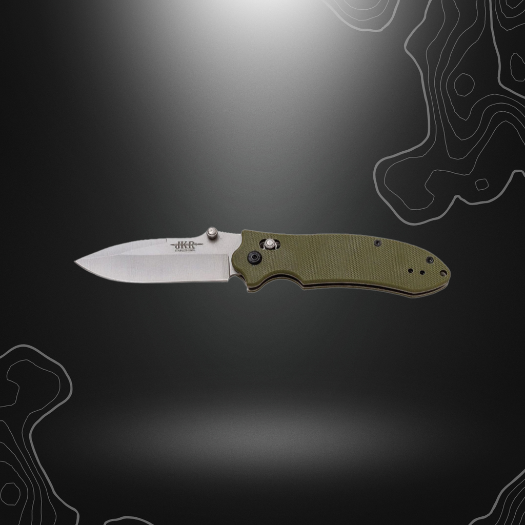 Vert JKR0727 couteau pliant G10 pour camping et activités de plein air