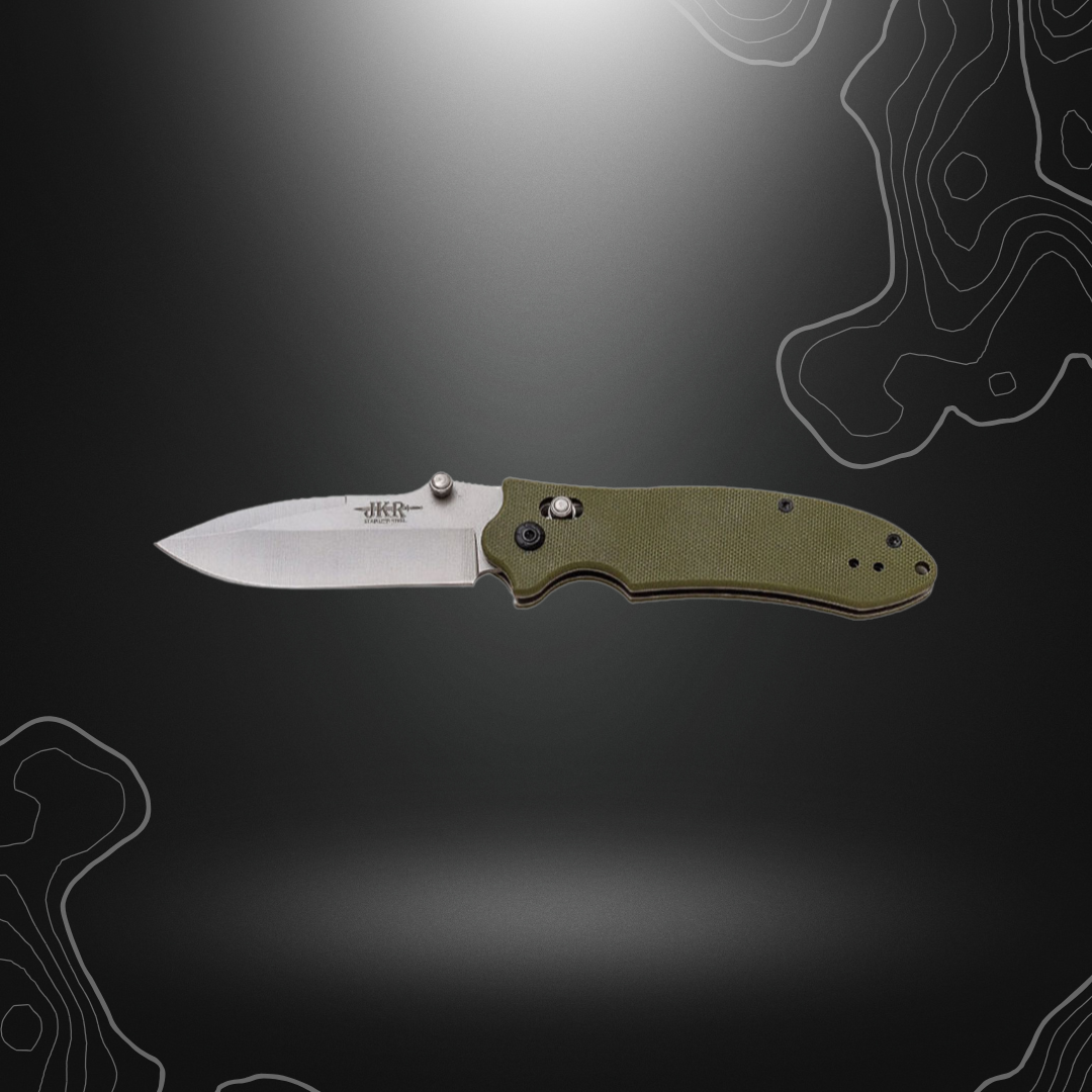 Vert JKR0727 couteau pliant G10 pour camping et activités de plein air