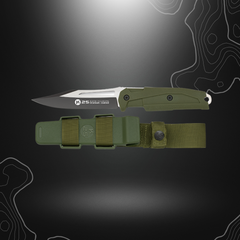 K25 couteau tactique fixe 32758 vert avec lame de 11,50 cm, manche en caoutchouc et étui en ABS et nylon