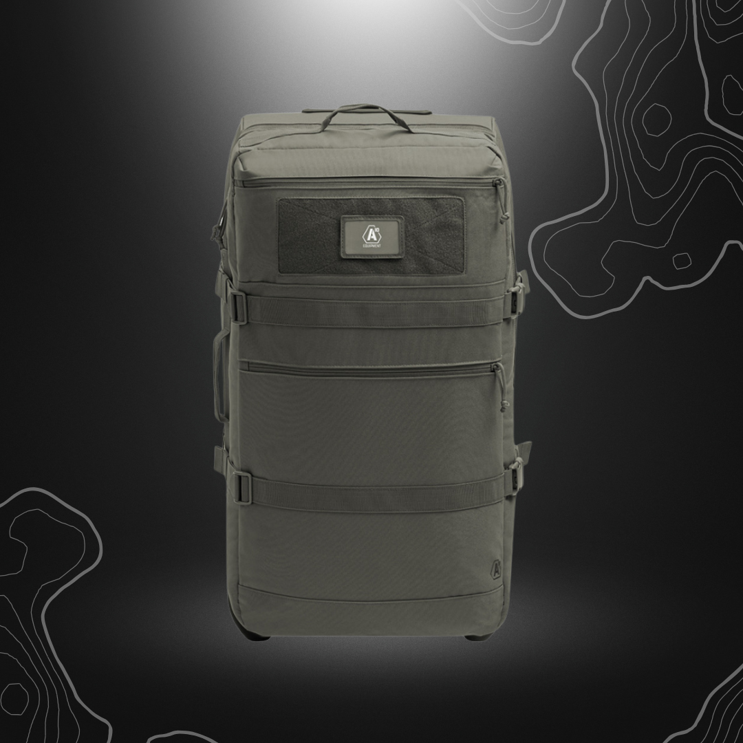 Robuste sac de transport Transall 120L de A10 Equipment en polyester résistant, avec poignée télescopique et roues tout-terrain