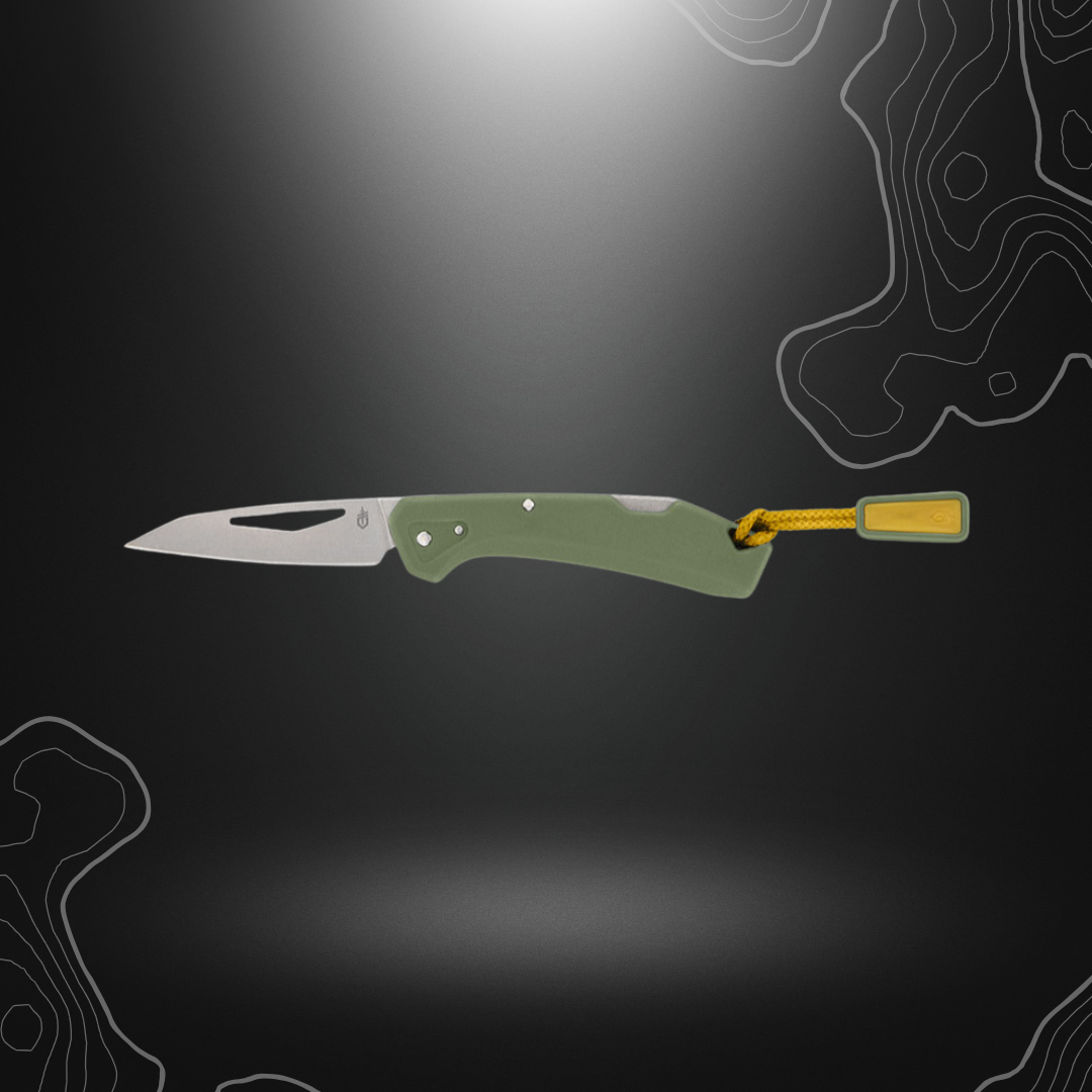 Mini couteau pliant Gerber LST en vert avec lame en acier inoxydable 440A de 48mm, manche GFN et mécanisme de verrouillage Lock Back