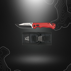 Robuste couteau pliant rouge K25 18757 avec lame en acier et manche en aluminium