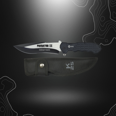 Robuste couteau tactique K25 PREDATOR-2 avec lame fixe en acier inoxydable et manche en aluminium recouvert de caoutchouc
