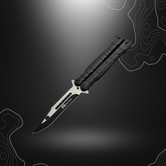 Maxknives P49 couteau papillon noir avec lame en acier 3CR13, finition noire et silver, manche en aluminium anodisé noir, longueur de lame 103mm, longueur fermé