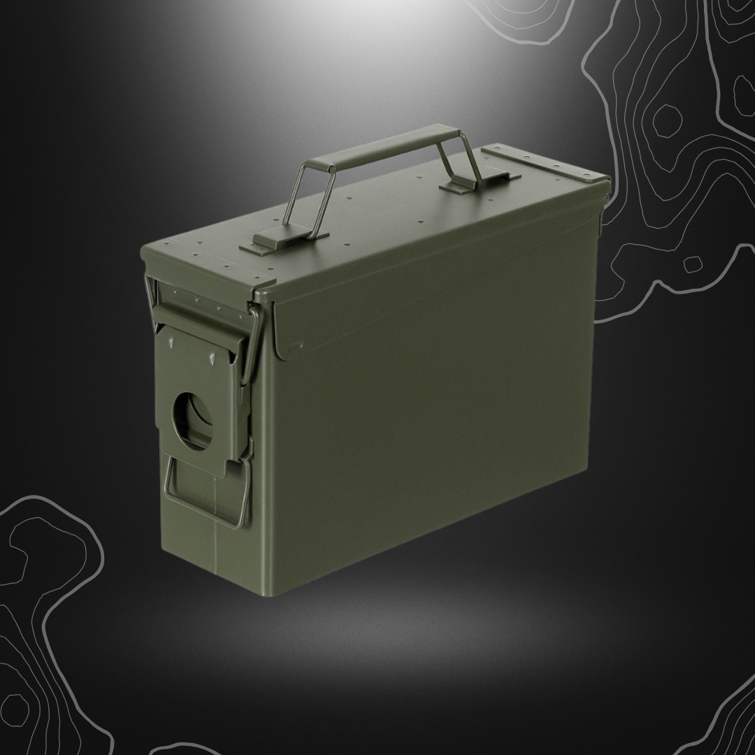Caisse à munitions US Cal. 50 M2A1 en métal vert étanche avec fermeture à levier et poignée pliable de MFH