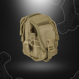 Poche Molle multi-usage tan MFH avec compartiments multiples, fermetures éclair et velcro, boucles de fixation Molle et fabriquée en polyester 100%