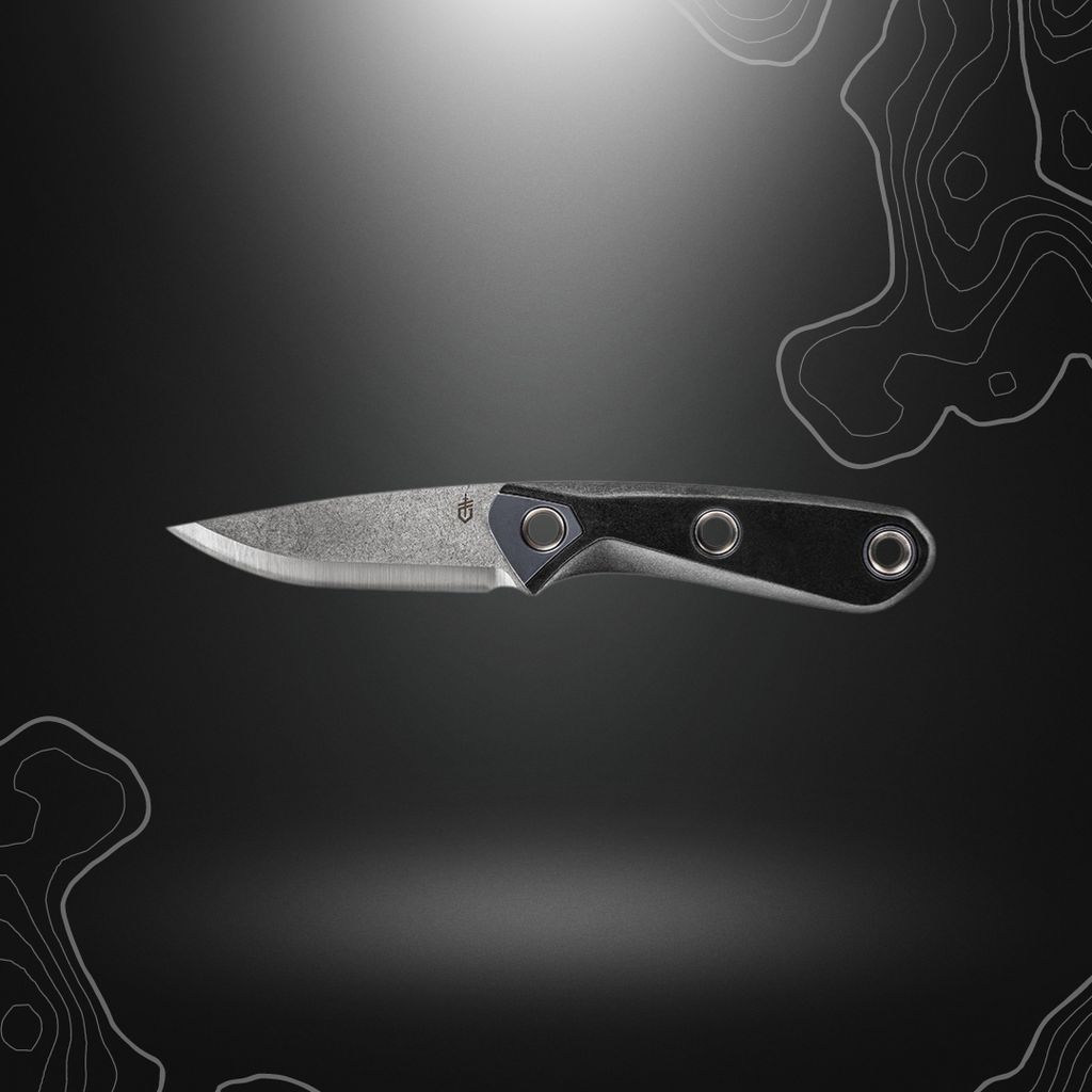 Poignard Principle noir Gerber avec étui noir, lame de 78mm en acier 440C, idéal pour le camping et la survie en plein air