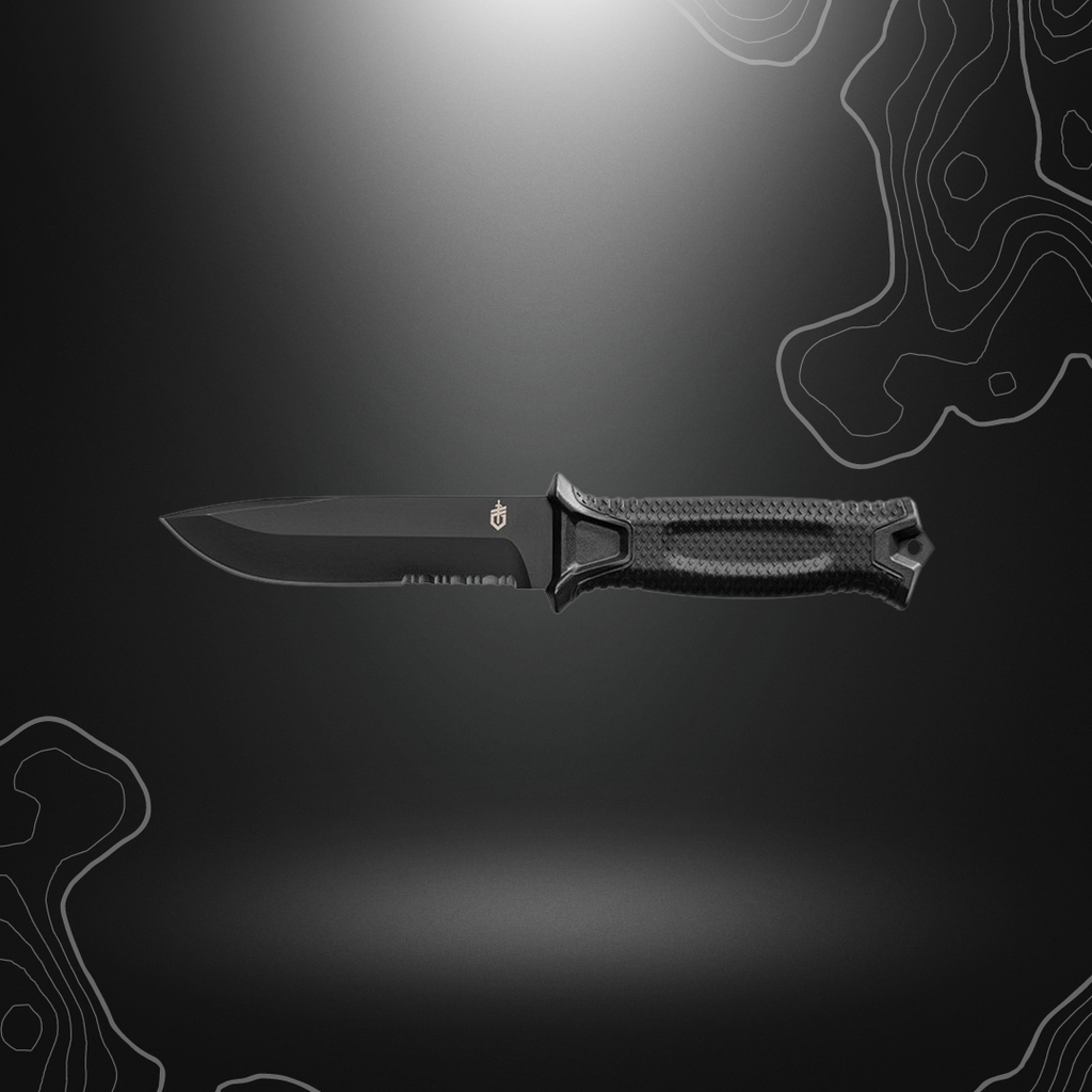 Poignard de survie Gerber StrongArm avec tranchant mixte et étui multi-monture MOLLE noir