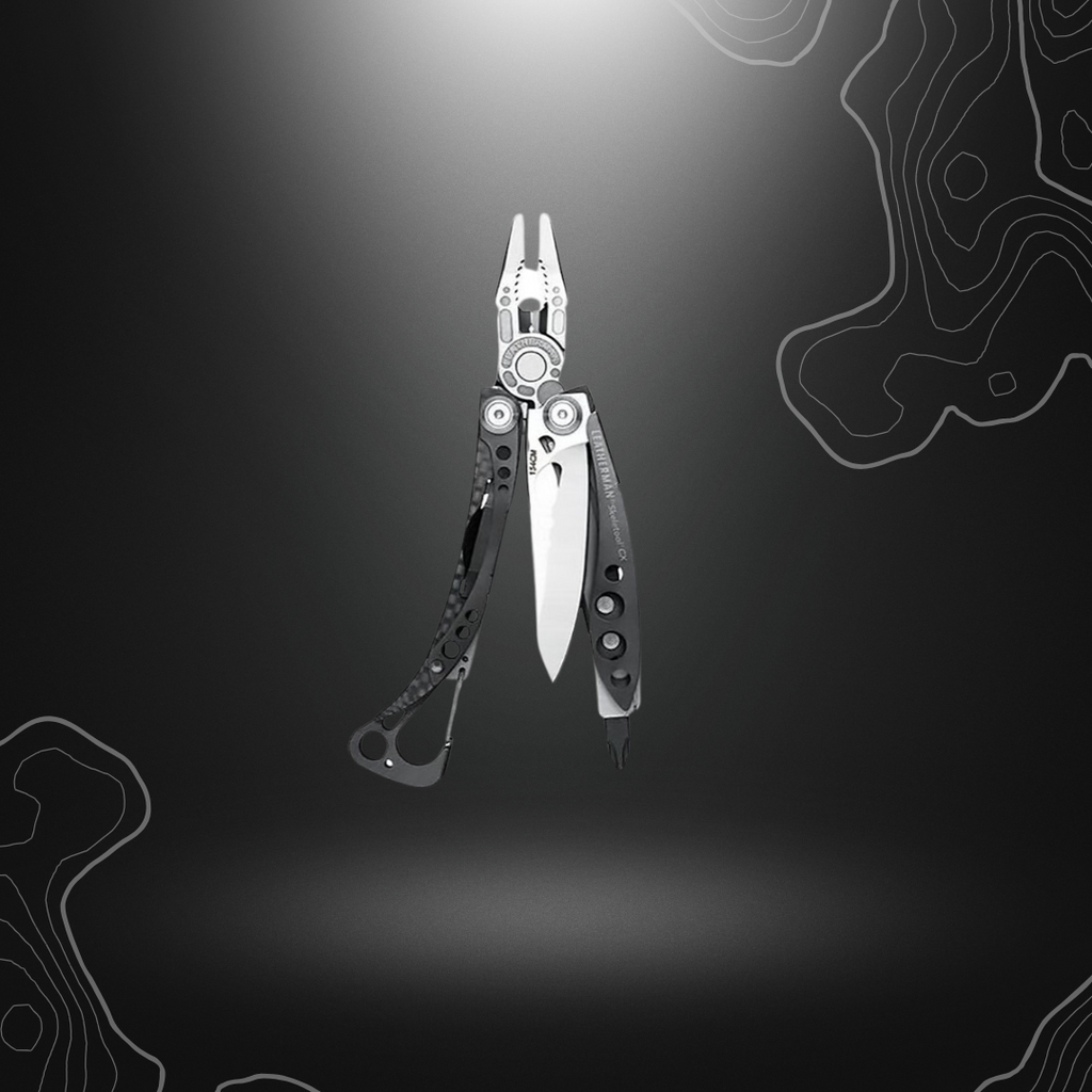 Outil multifonction Skeletool CX Leatherman avec lame en acier inoxydable, pinces, porte-embouts, coupe-fil et fonctionnalités d'une main