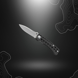 CRKT-RUGER GO-N-HEAVY COMPACT Knife with stonewashed steel blade, black anodized aluminum handle, and nylon sheath