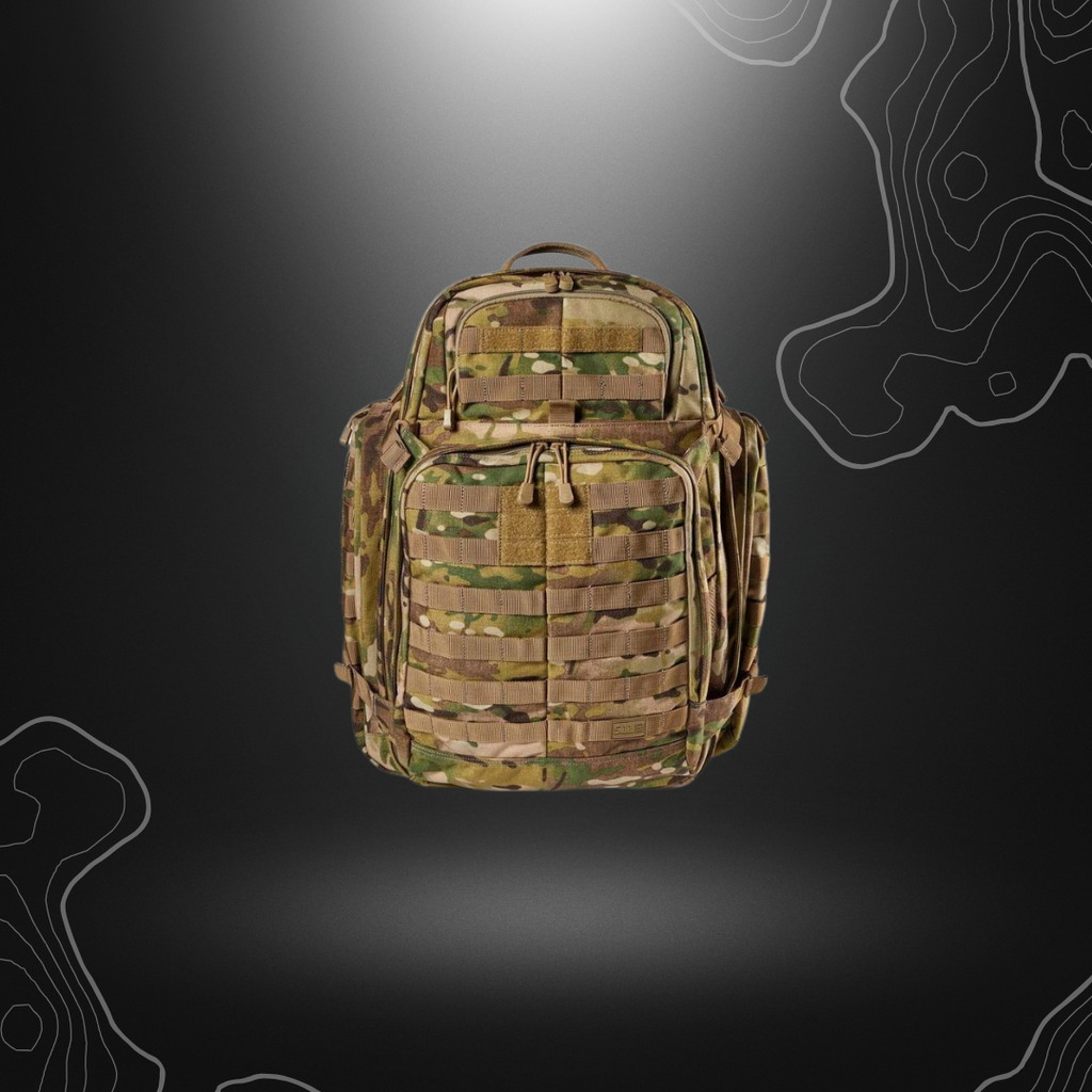 Sac à dos tactique Rush™ 72 Multicam® 5.11, résistant et fonctionnel, avec de nombreux compartiments et un grand volume d'emport, idéal pour des missions de plus de 36h.