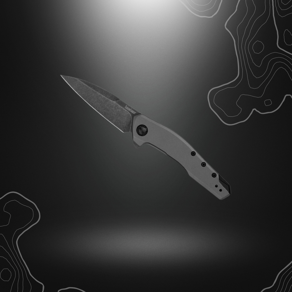 Kershaw Sanctum, couteau pliant avec lame pointue BlackWash en acier, manche en acier inoxydable et fini PVD gris pour une utilisation quotidienne polyvalente et fiable