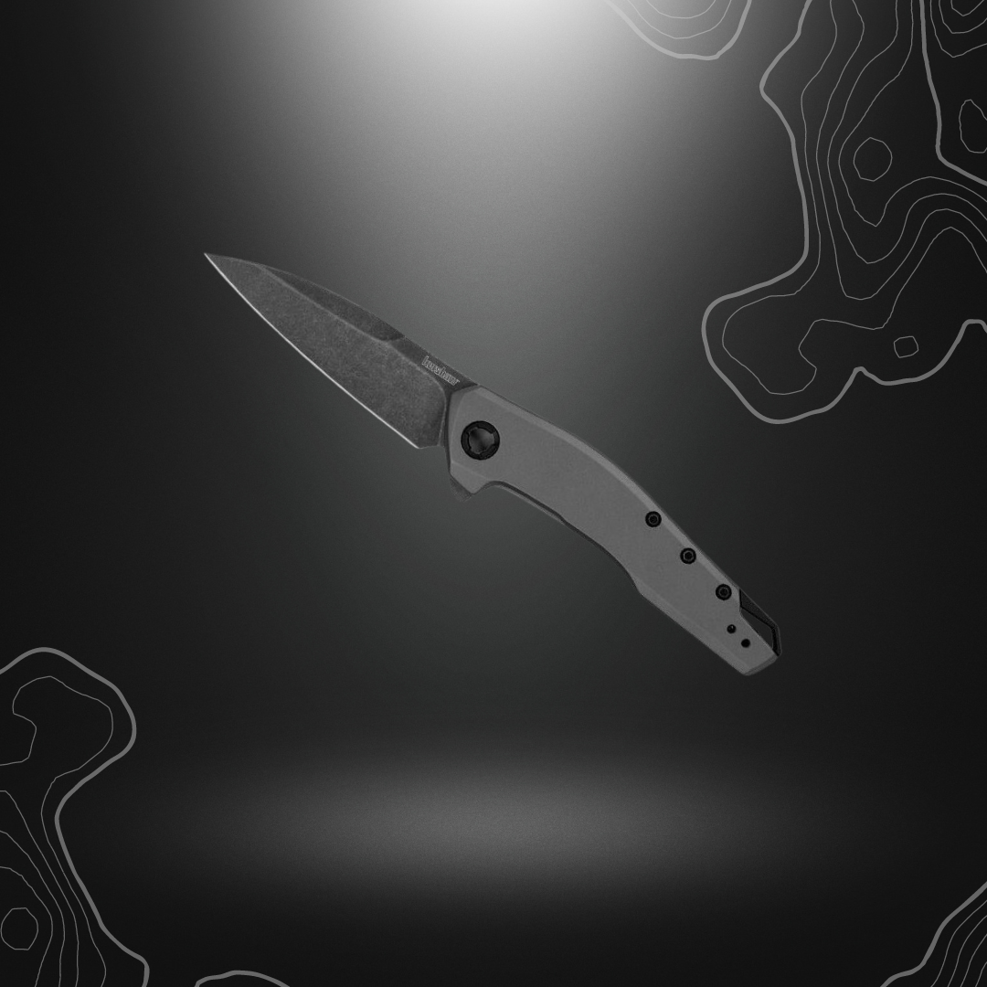Kershaw Sanctum, couteau pliant avec lame pointue BlackWash en acier, manche en acier inoxydable et fini PVD gris pour une utilisation quotidienne polyvalente et fiable