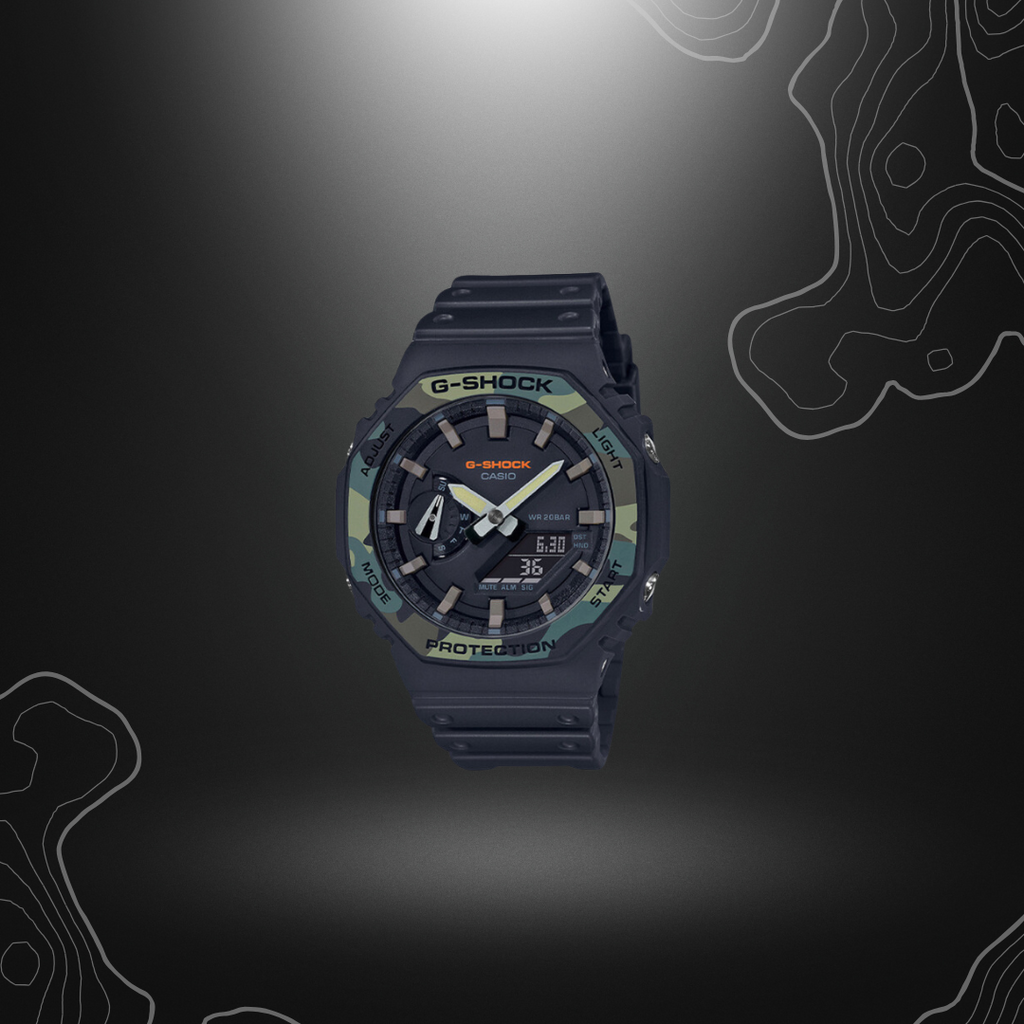 Montre G-Shock GA-2100SU Camo FR/CE de Casio avec cadran en verre minéral et bracelet en résine