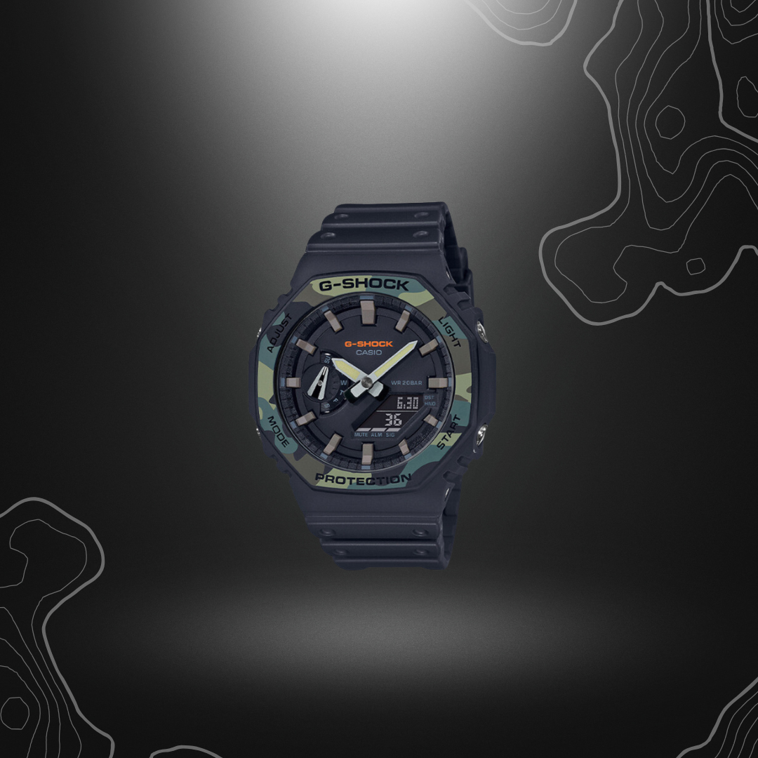 Montre G-Shock GA-2100SU Camo FR/CE de Casio avec cadran en verre minéral et bracelet en résine