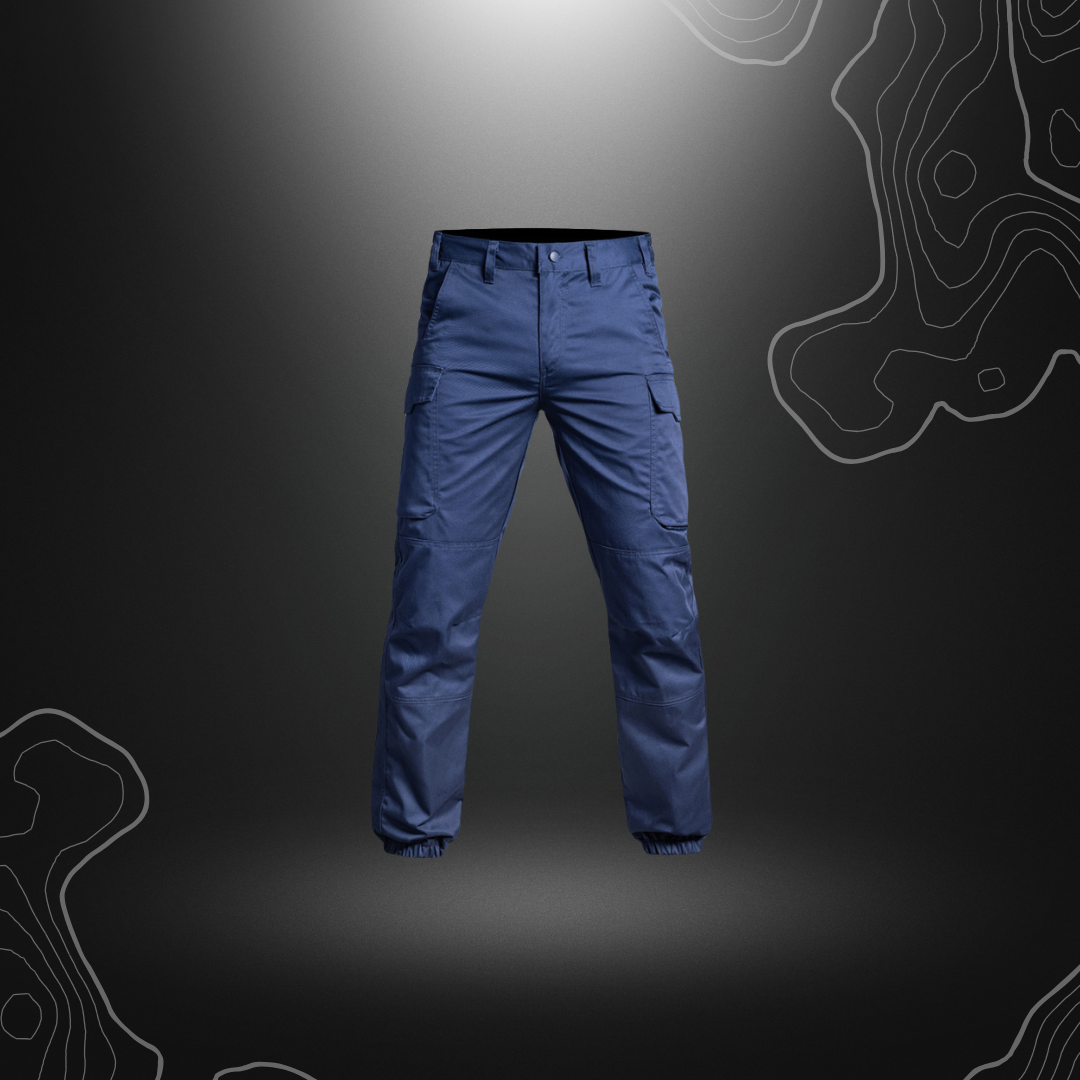 Image du pantalon SÉCU-ONE bas élastiqué en bleu marine de A10 Equipment, résistant et ergonomique, pour la sécurité privée