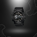 Montre-bracelet G-Shock GA-110 noire de Casio, robuste et élégante avec cadran en verre minéral et bracelet en résine, affichage numérique et analogique, résistante