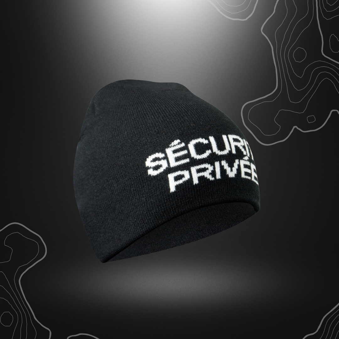 Bonnet noir SÉCU-ONE pour sécurité privée de A10 Equipment - tissu doublé, 100% acrylique, taille unique, lavable à 30°
