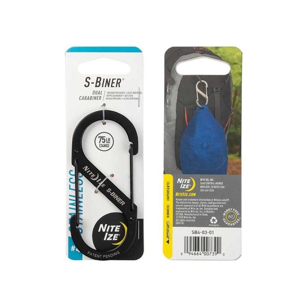 Double mousqueton S-Biner #4 de Nite Ize en acier inoxydable résistant aux intempéries