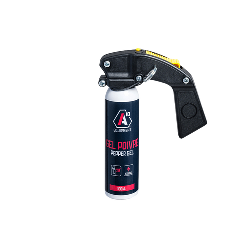 Aérosol lacrymogène anti-agression de 100ml à base de gel poivre avec poignée par A10 Equipment