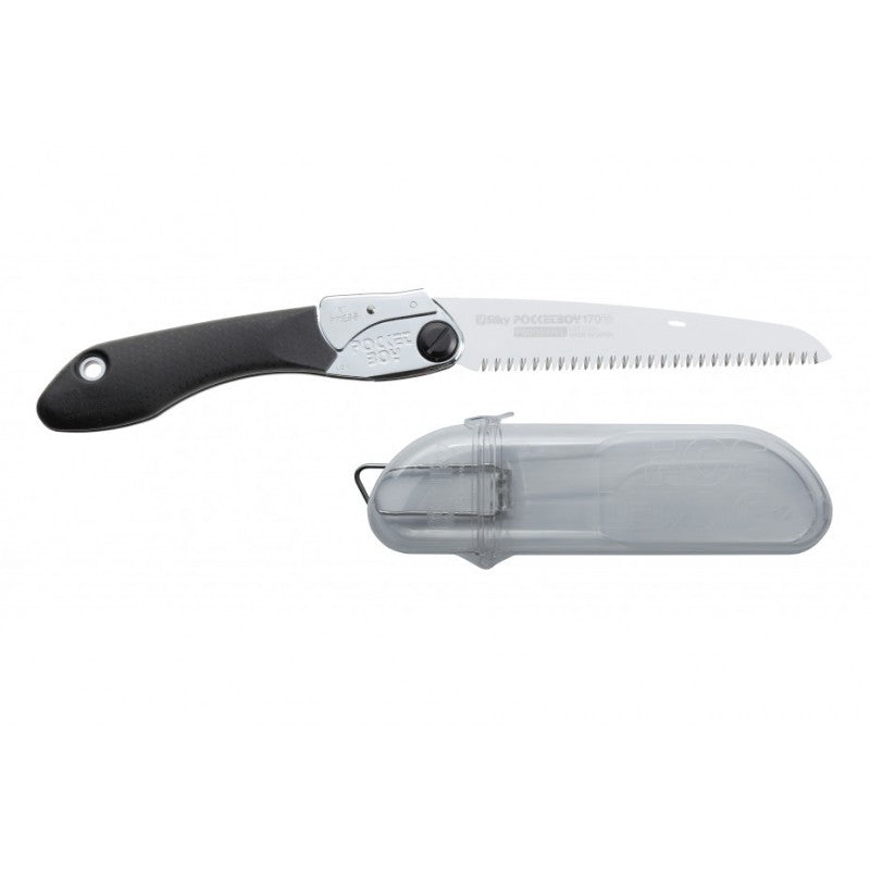 Scie pliante Pocketoby 37.5cm noire de Silky avec lame en acier SK-4 et poignée en caoutchouc