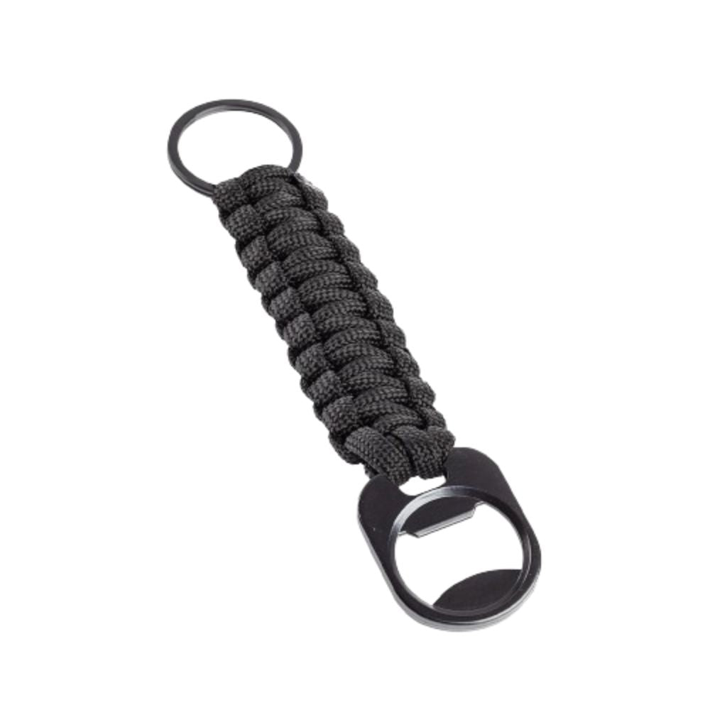 Porte-clés paracorde avec décapsuleur A10 Equipment en polyester et alliage de zinc, disponible en trois couleurs, dimensions 14,5 x 2,2 cm